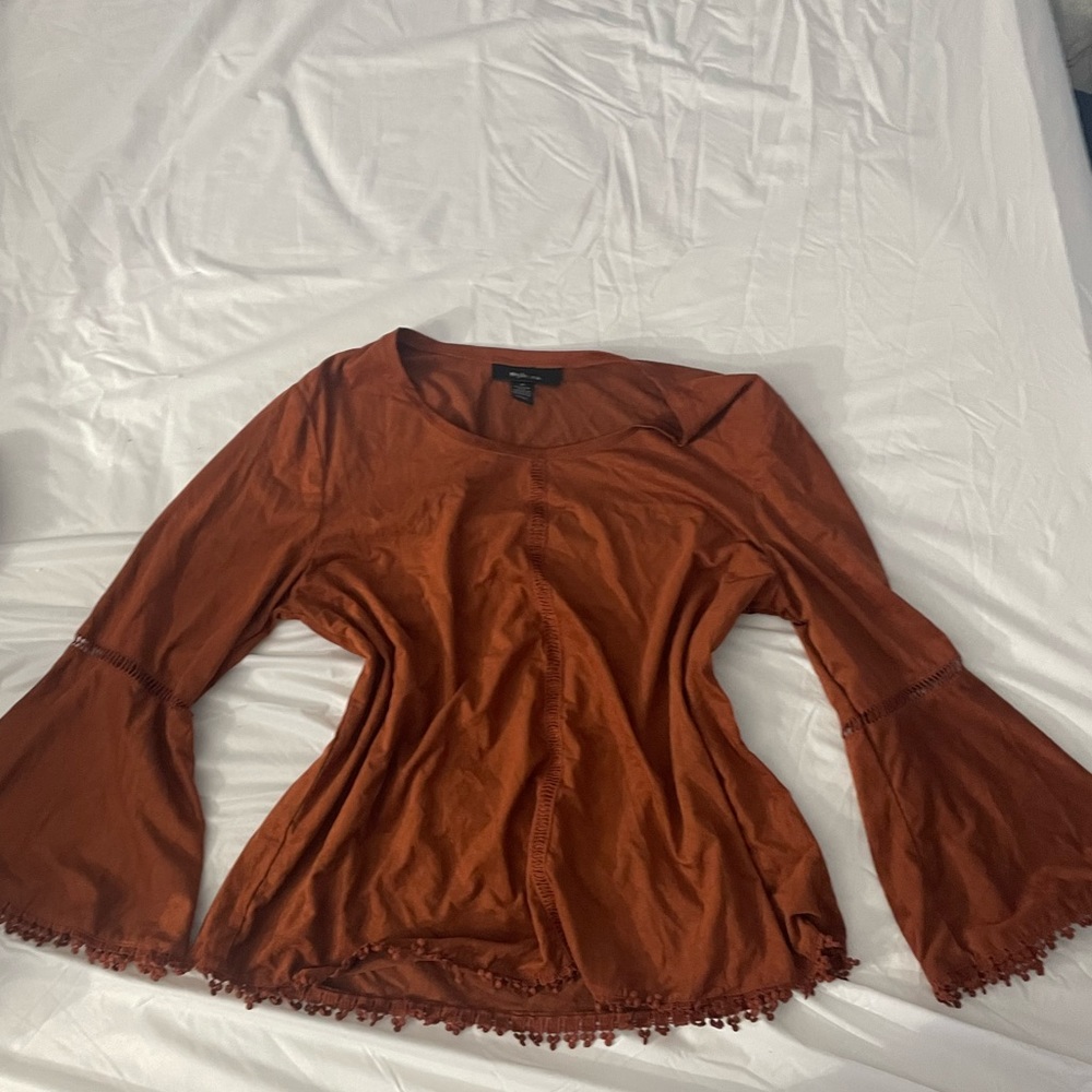 Suede Blouse with flare sleeves